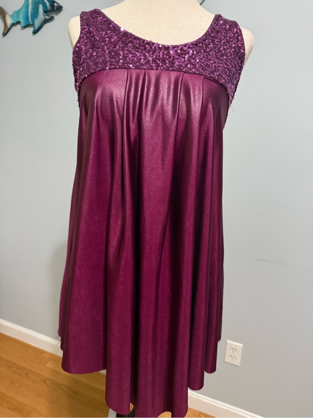 Curtain Call Purple Sequin Yoke A-Line dance costume dress